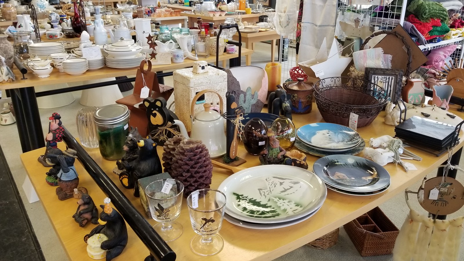 Dishes, glassware, and decorative pieces at Endless Treasure Second Hand Store