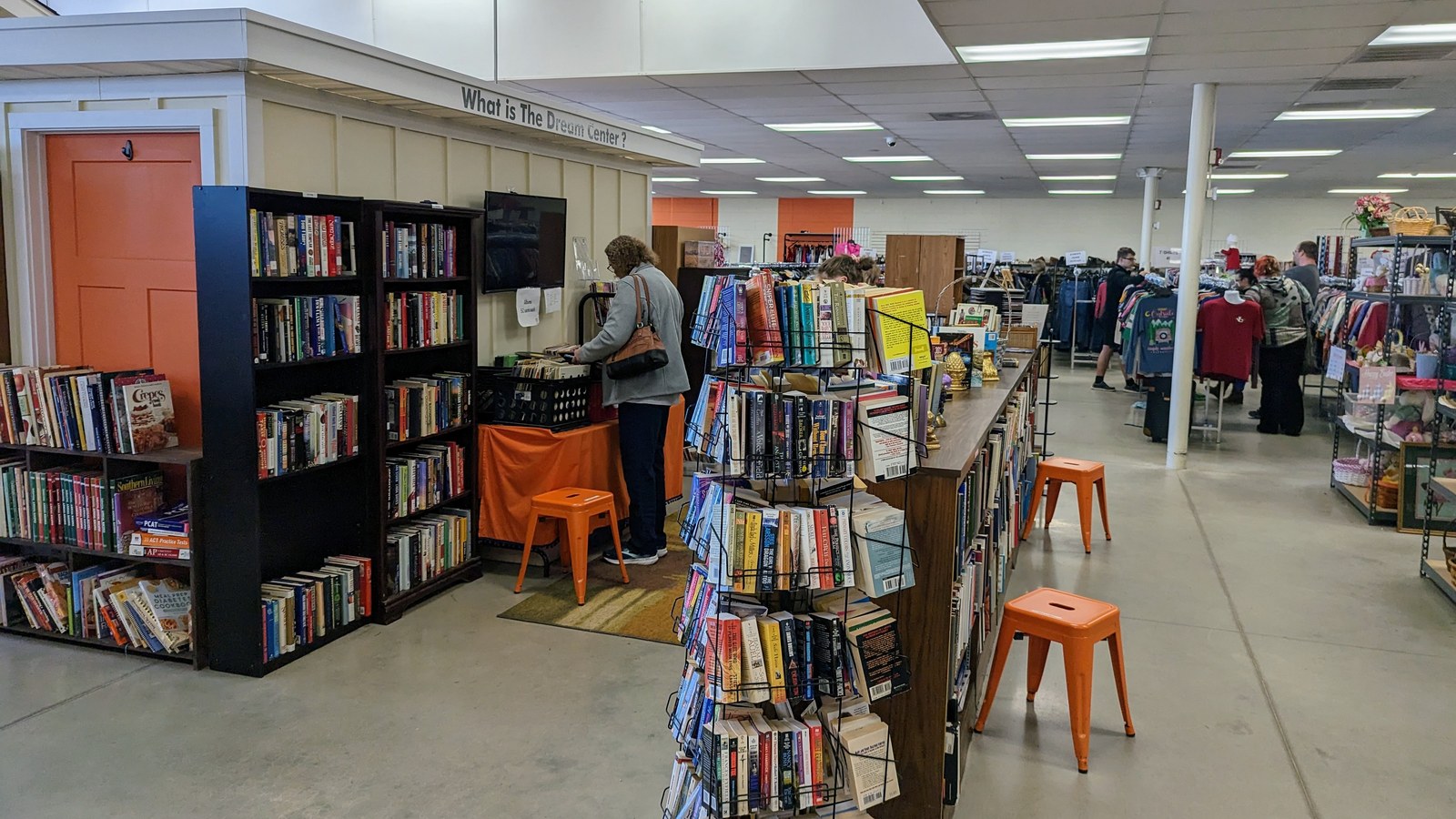 Organized racks inside Dream Center Resale Store Seneca