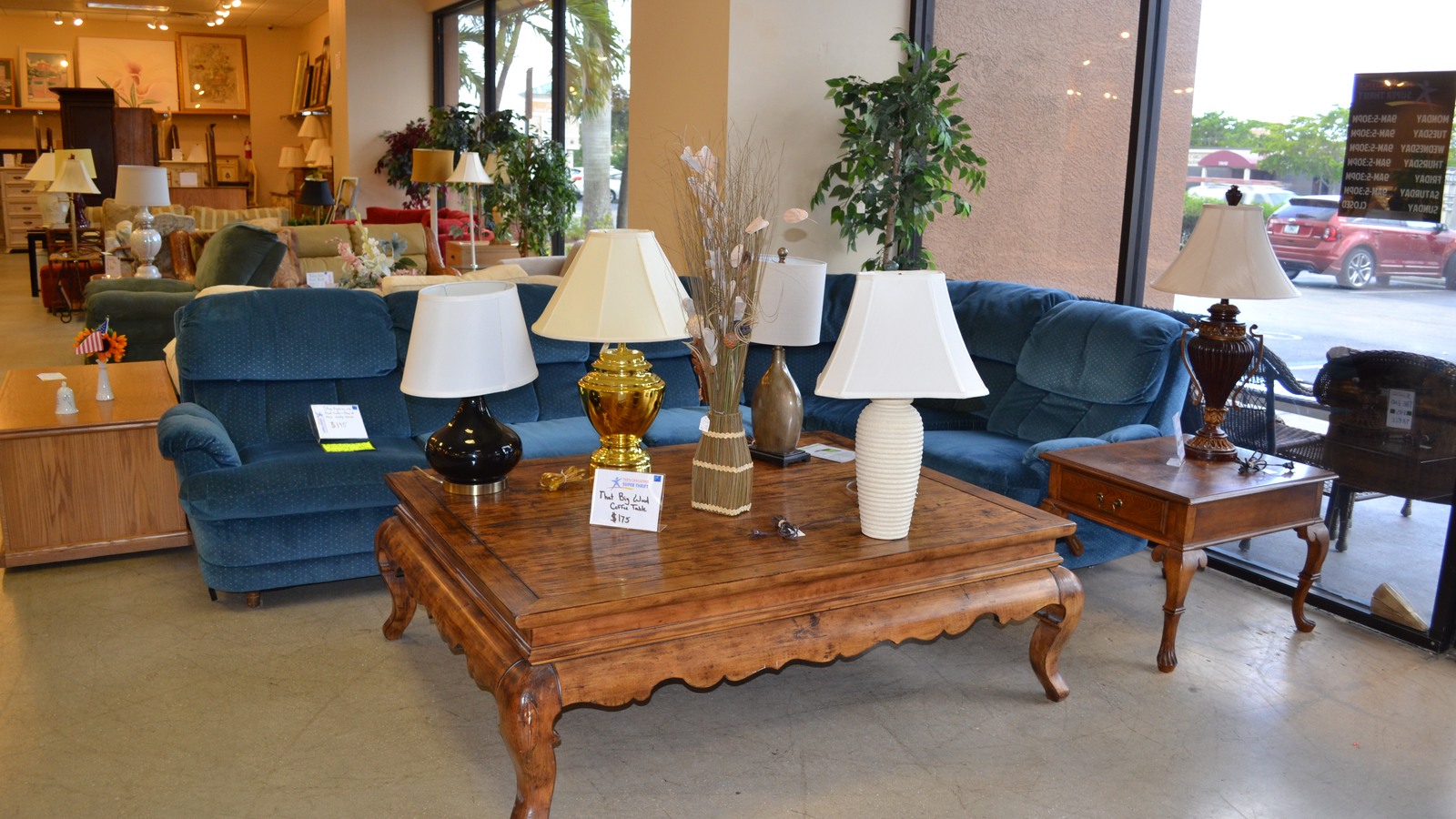 Furniture displays inside Teen Challenge SuperThrift San Carlos
