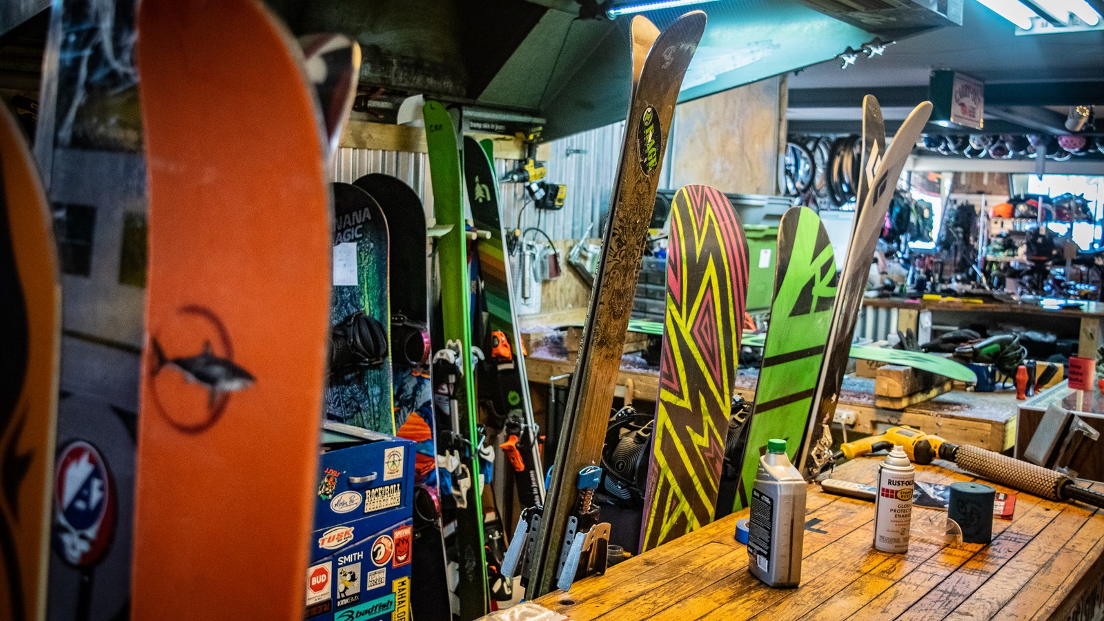 Used skis, snowboards, and outdoor gear inside Colorado Sports Recycler