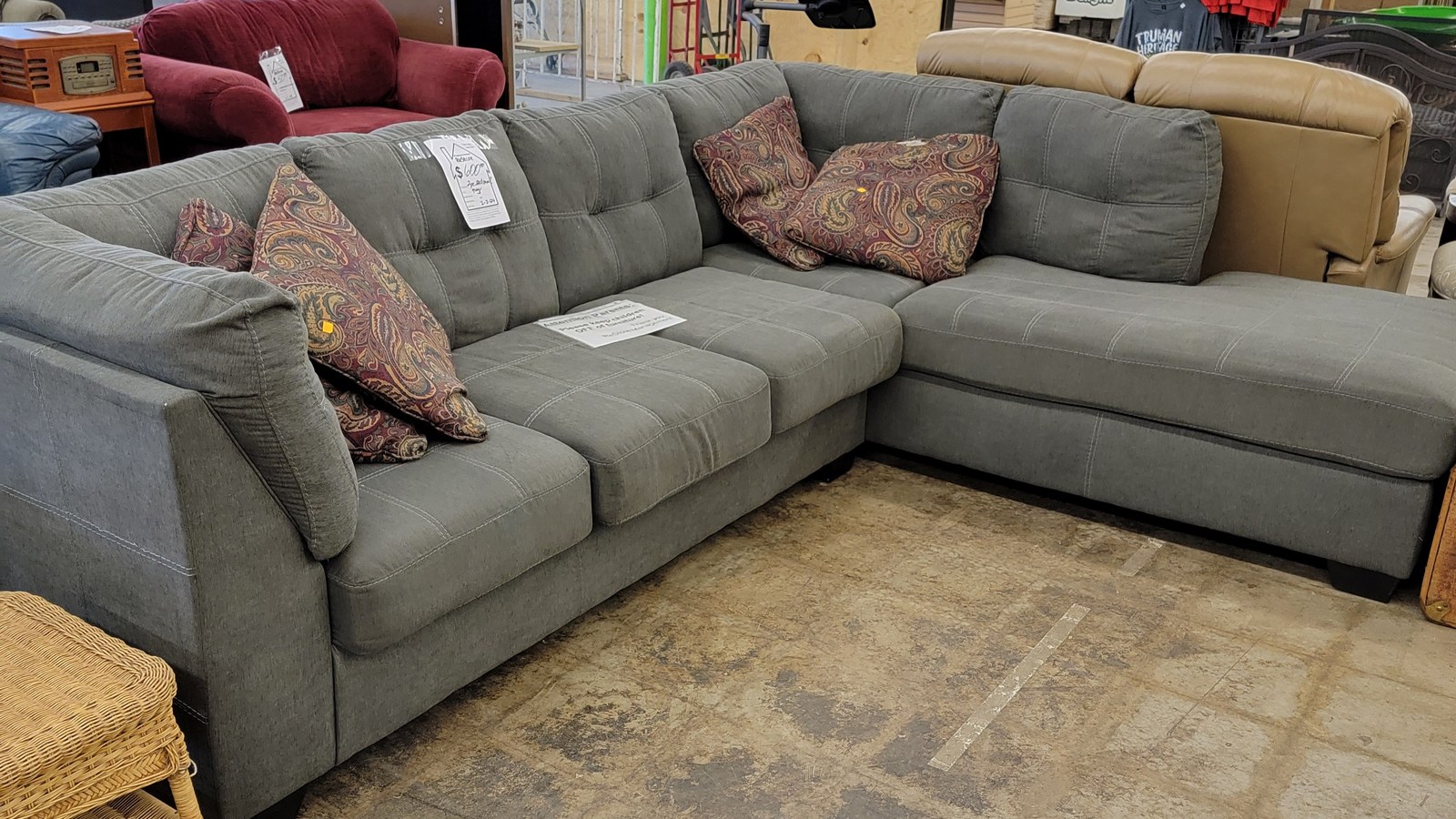 Sectional sofa on the sales floor at Truman Heritage Habitat ReStore in Blue Springs Missouri