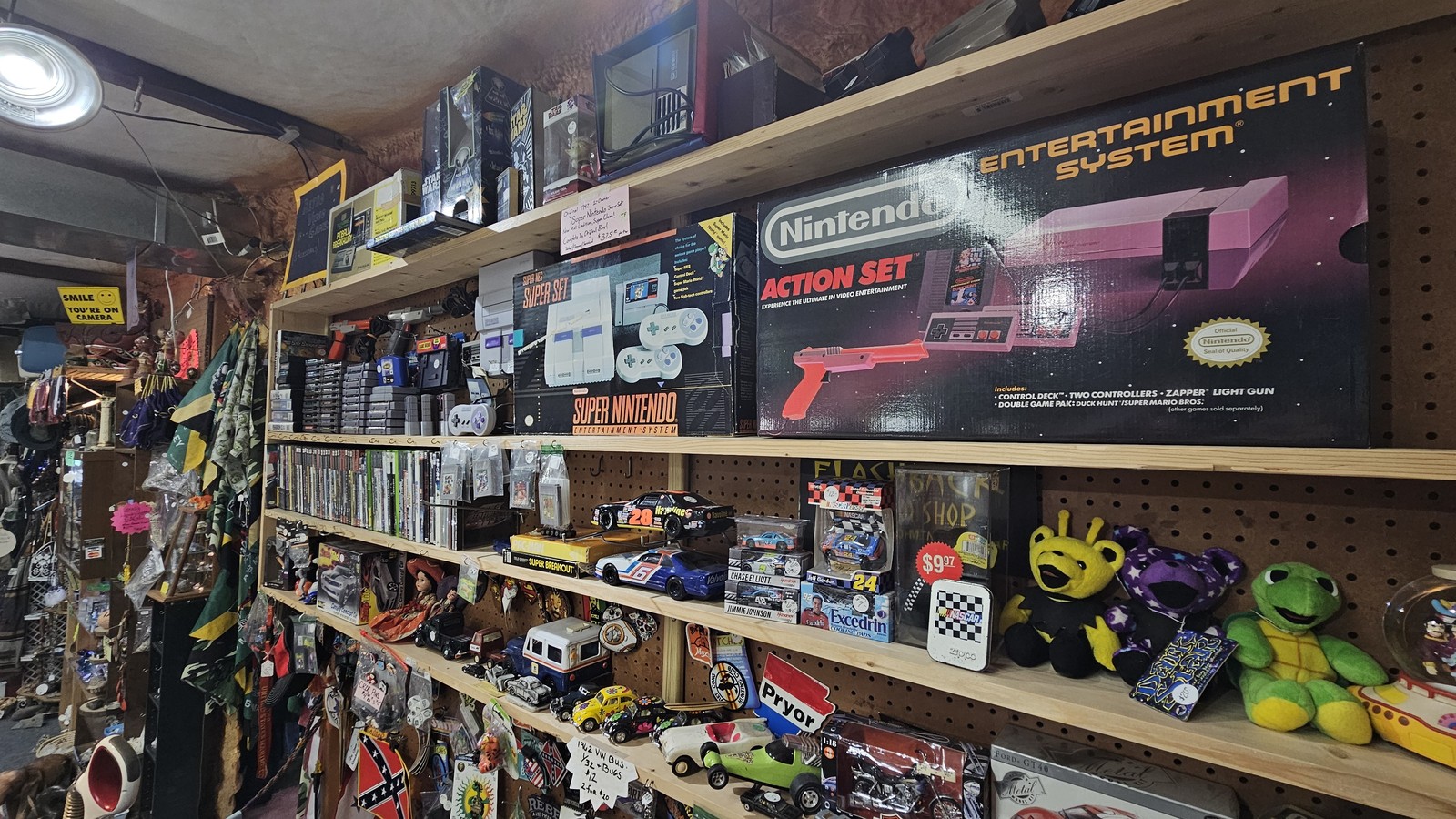 Vintage game systems model cars and retro collectibles at Flashbacks in Mountain Home Arkansas
