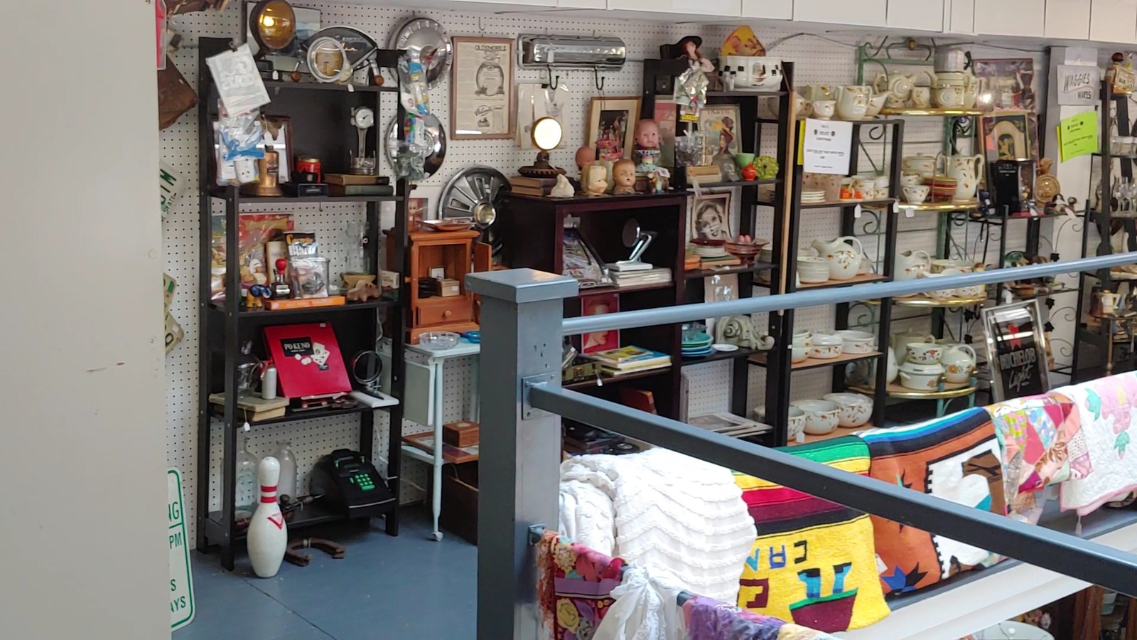Upper level antique booths inside Noblesville Antiques on the Square