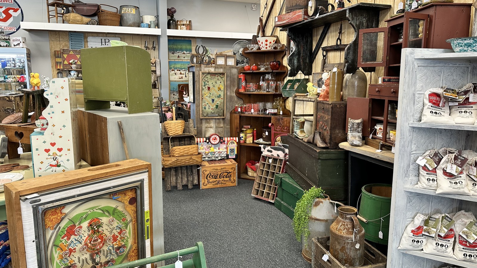 Secondhand merchandise at Route 11 Antique Mall in Hagerstown, Maryland