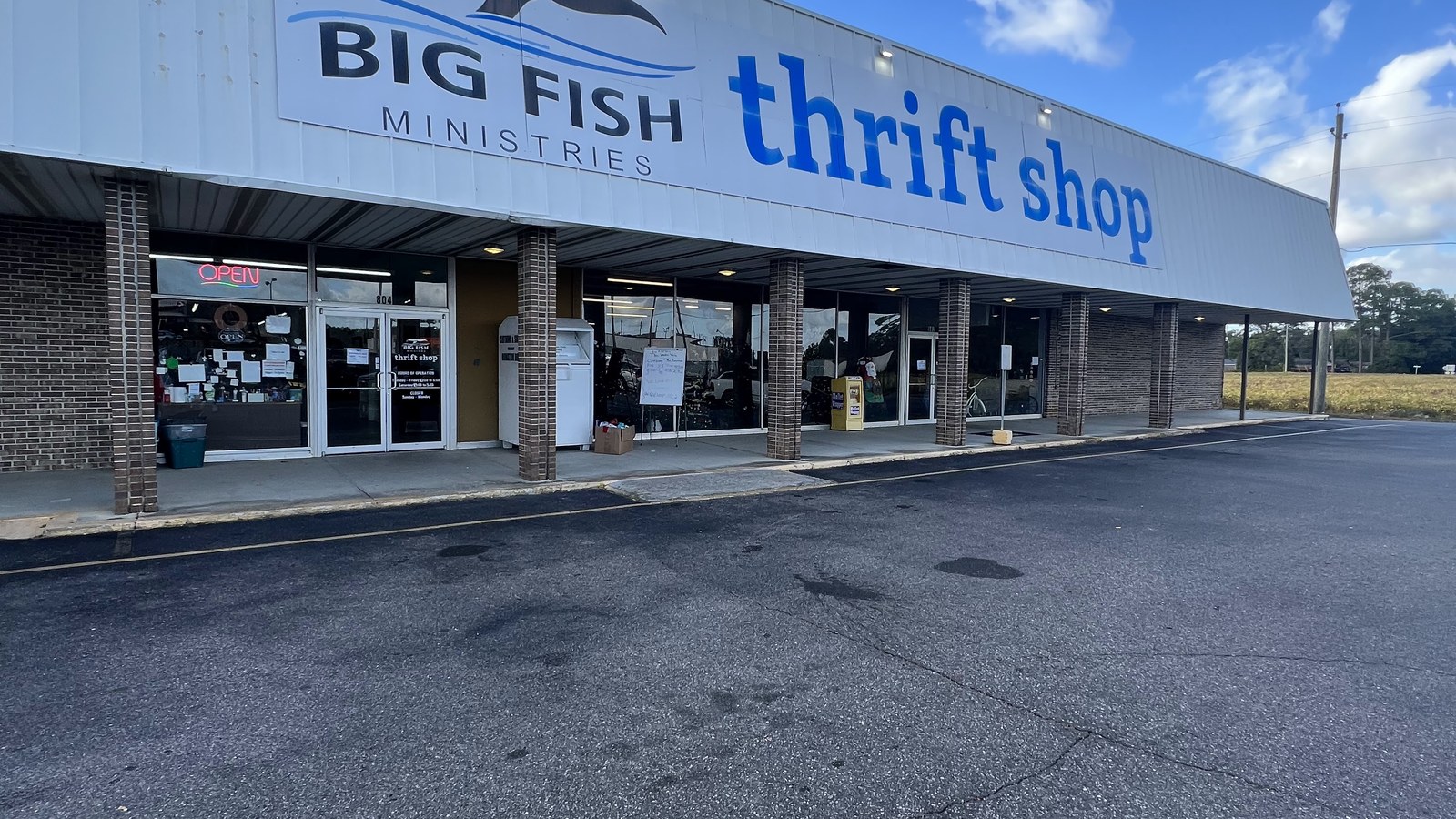 Secondhand merchandise at Big Fish Ministries Thrift Shop in Foley, Alabama
