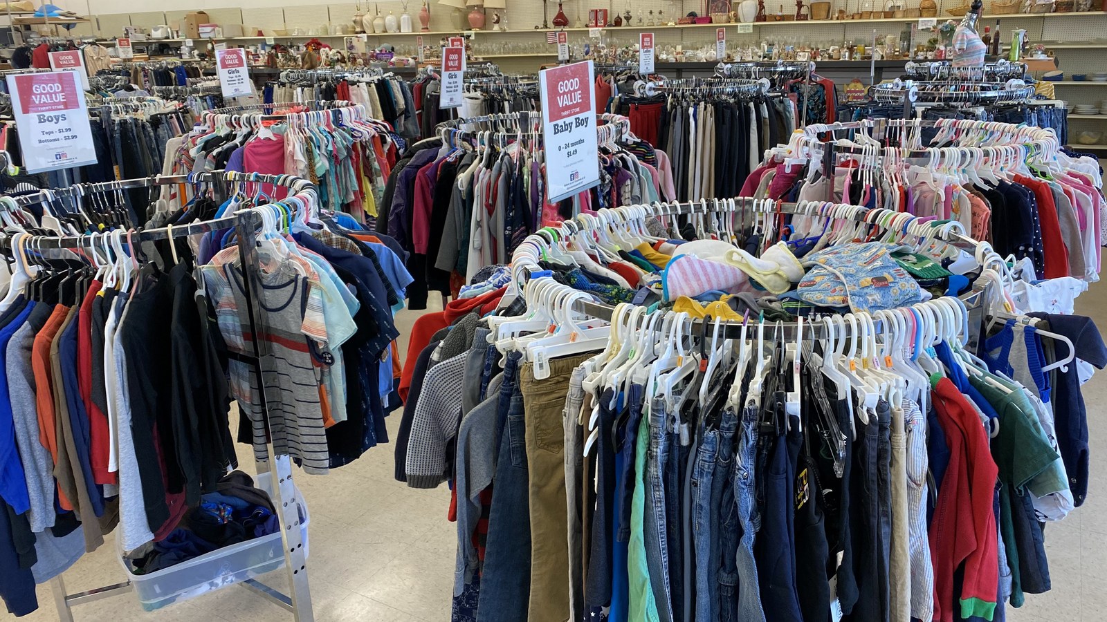 Secondhand merchandise at Good Value Thrift & Bargains in Chesapeake, Virginia