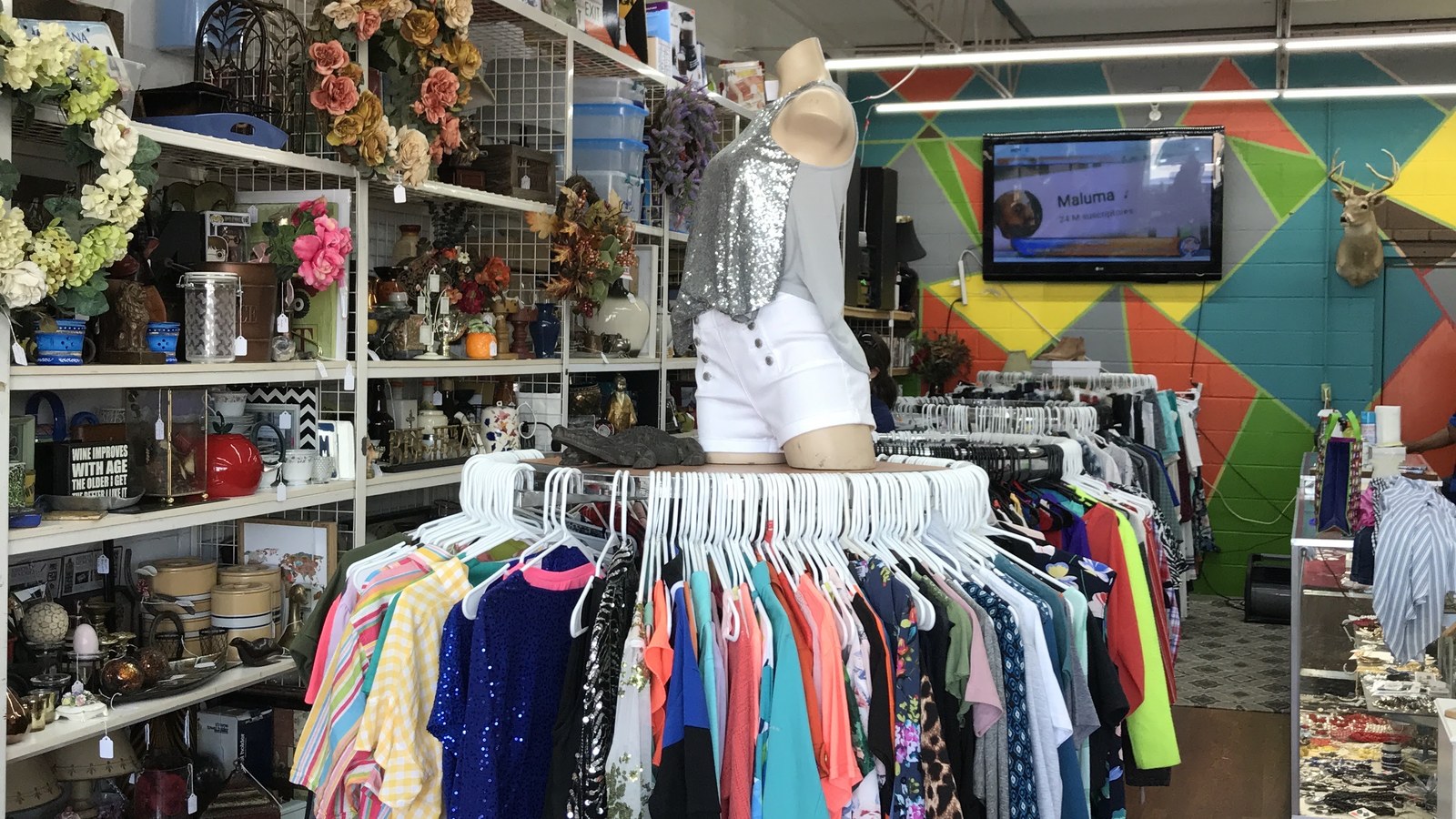 Secondhand merchandise at Paraiso Dollar Thrift in Grand Prairie, Texas