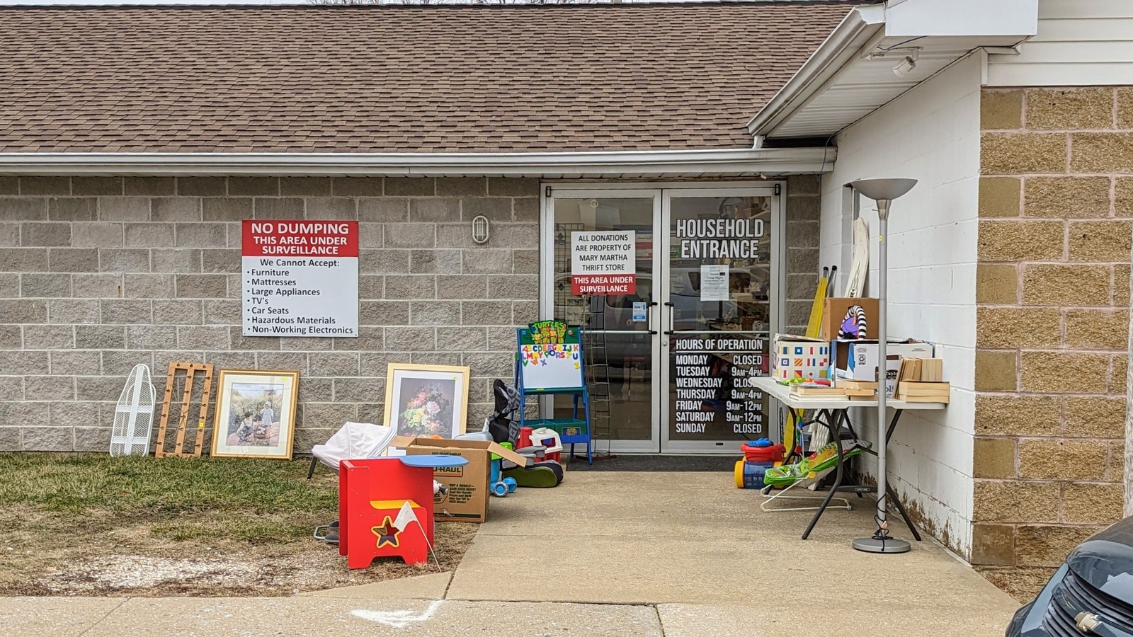 Secondhand merchandise at Mary Martha Thrift Shop in Wentzville, Missouri
